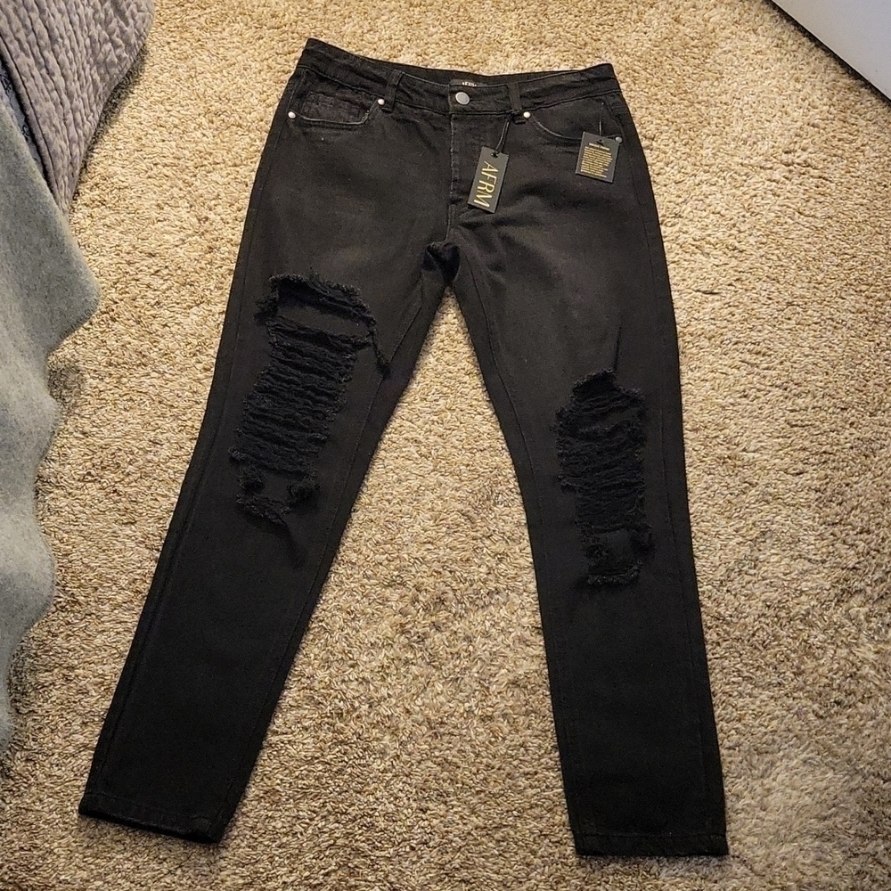 AFRM Cyrus High Rise Crop Jean Black NWT - Picture 4 of 9